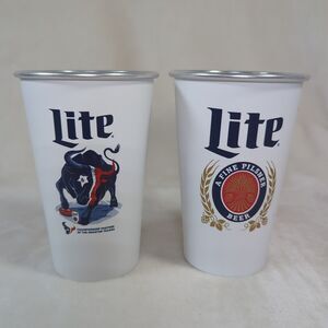 Houston Texans Miller Lite 20oz Beer Cups Set of 2 Aluminum NFL Football NEW